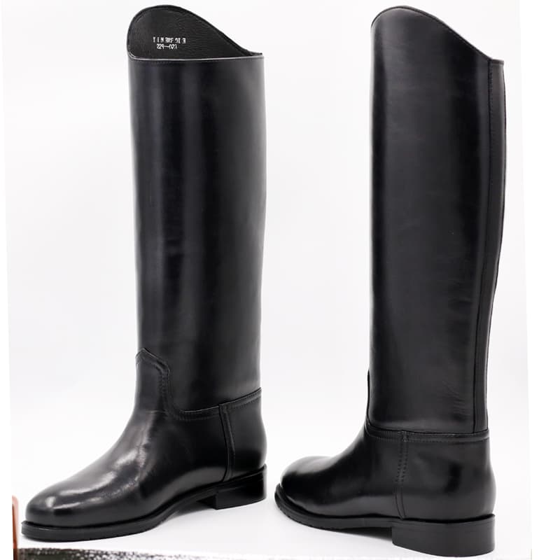 Bottes cuir mollet large à talon empilé