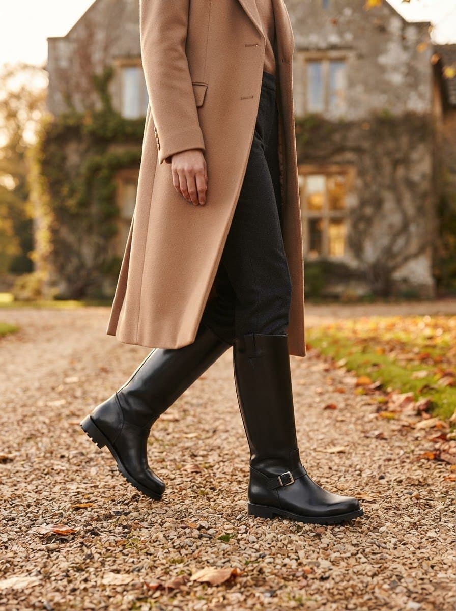 Bottes cuir mollet large à boucle, Portée au quotidien