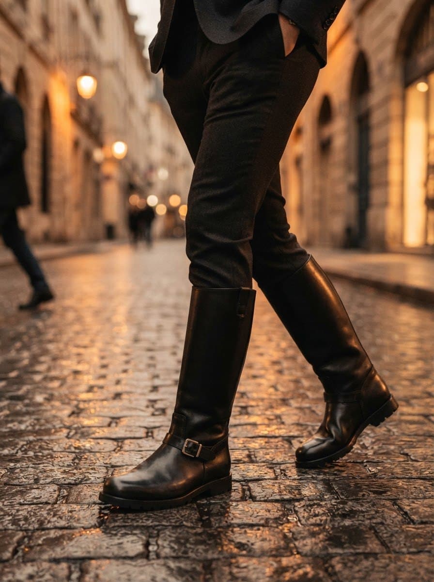 Bottes cuir mollet large à boucle, Portée au quotidien