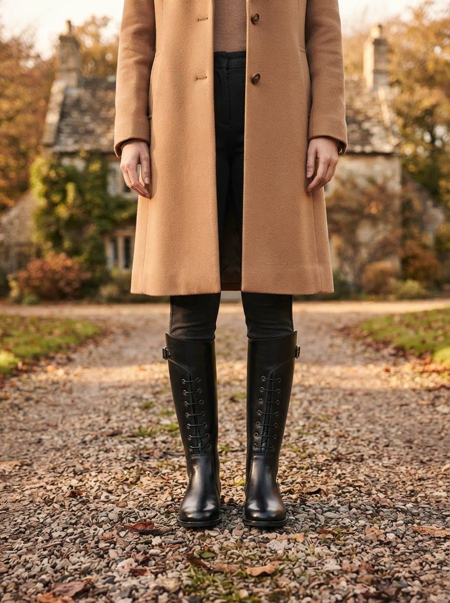 Bottes cuir mollet large à lacets, Portée au quotidien