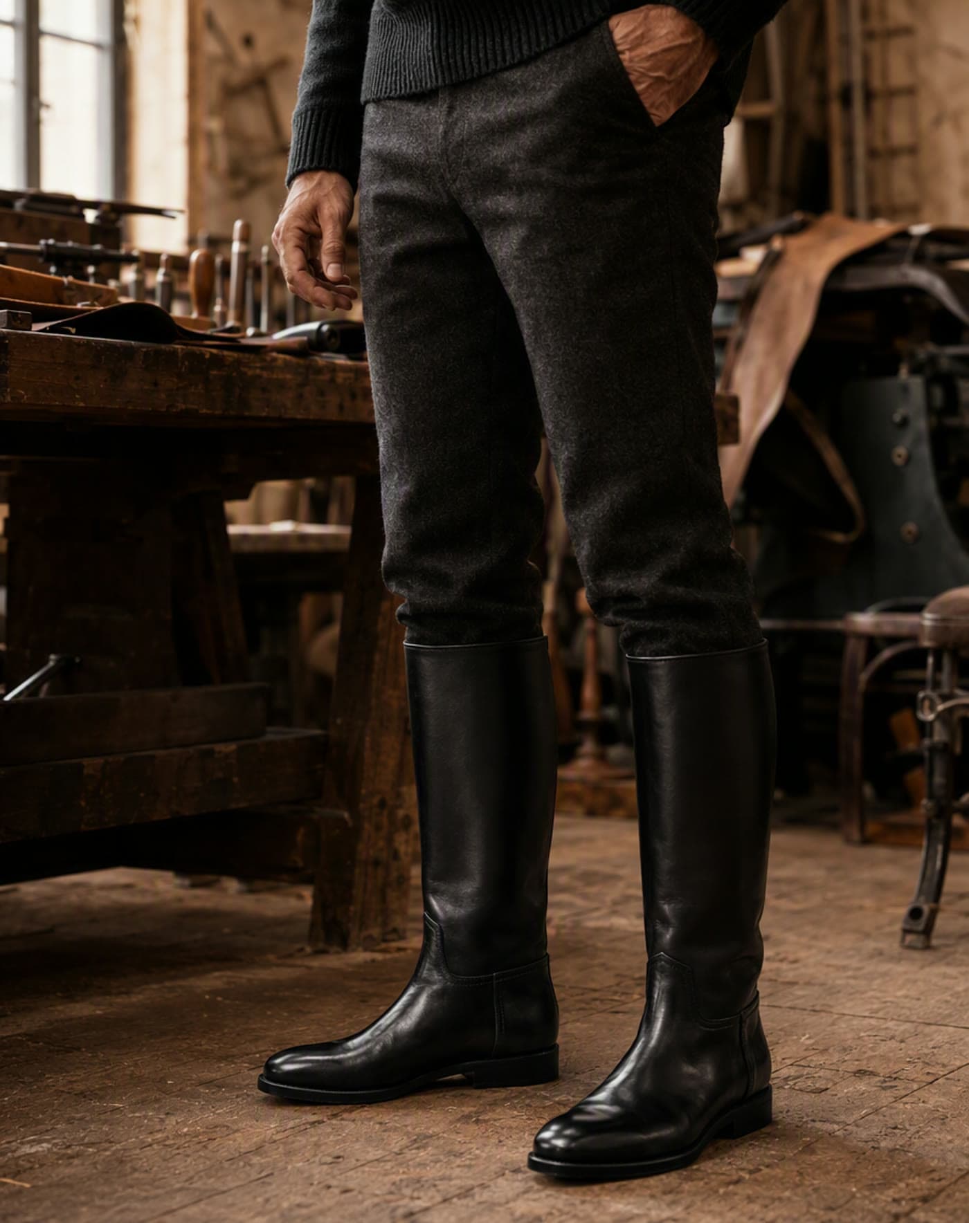 Bottes cuir mollet large, zip au choix, De l'atelier à vos pieds