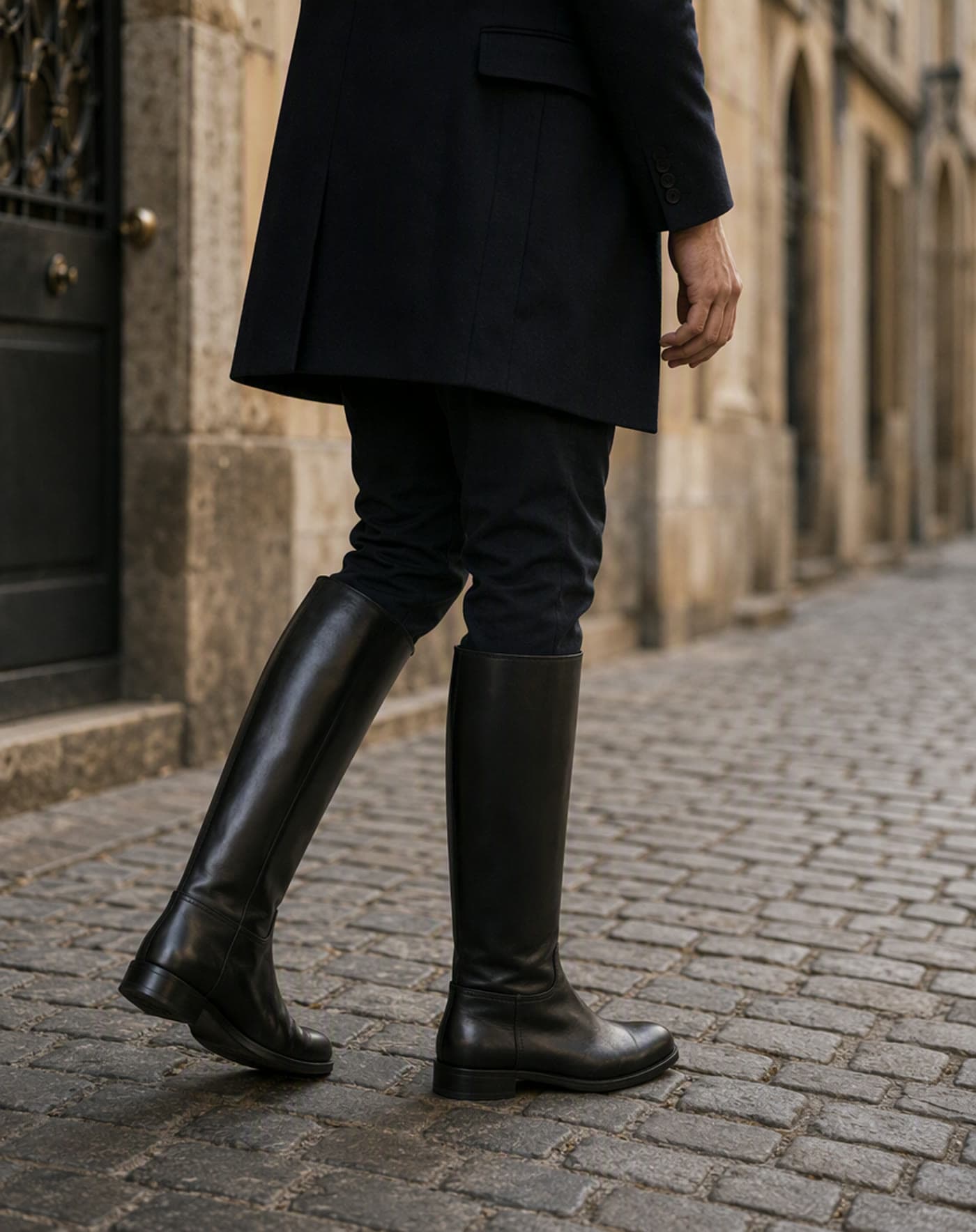Bottes cuir mollet large à talon empilé, Portée au quotidien