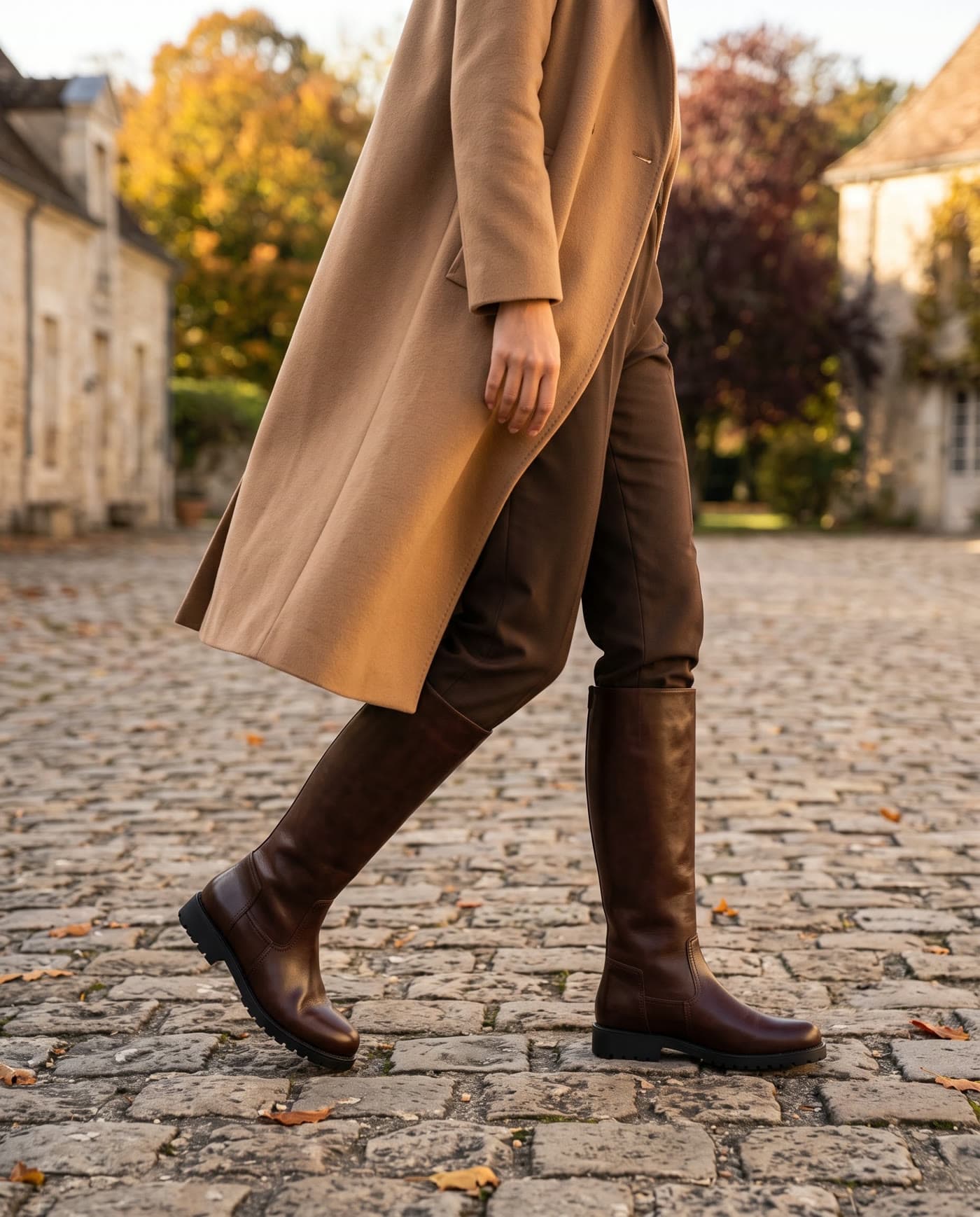 Bottes cuir cognac mollet large, Portée au quotidien