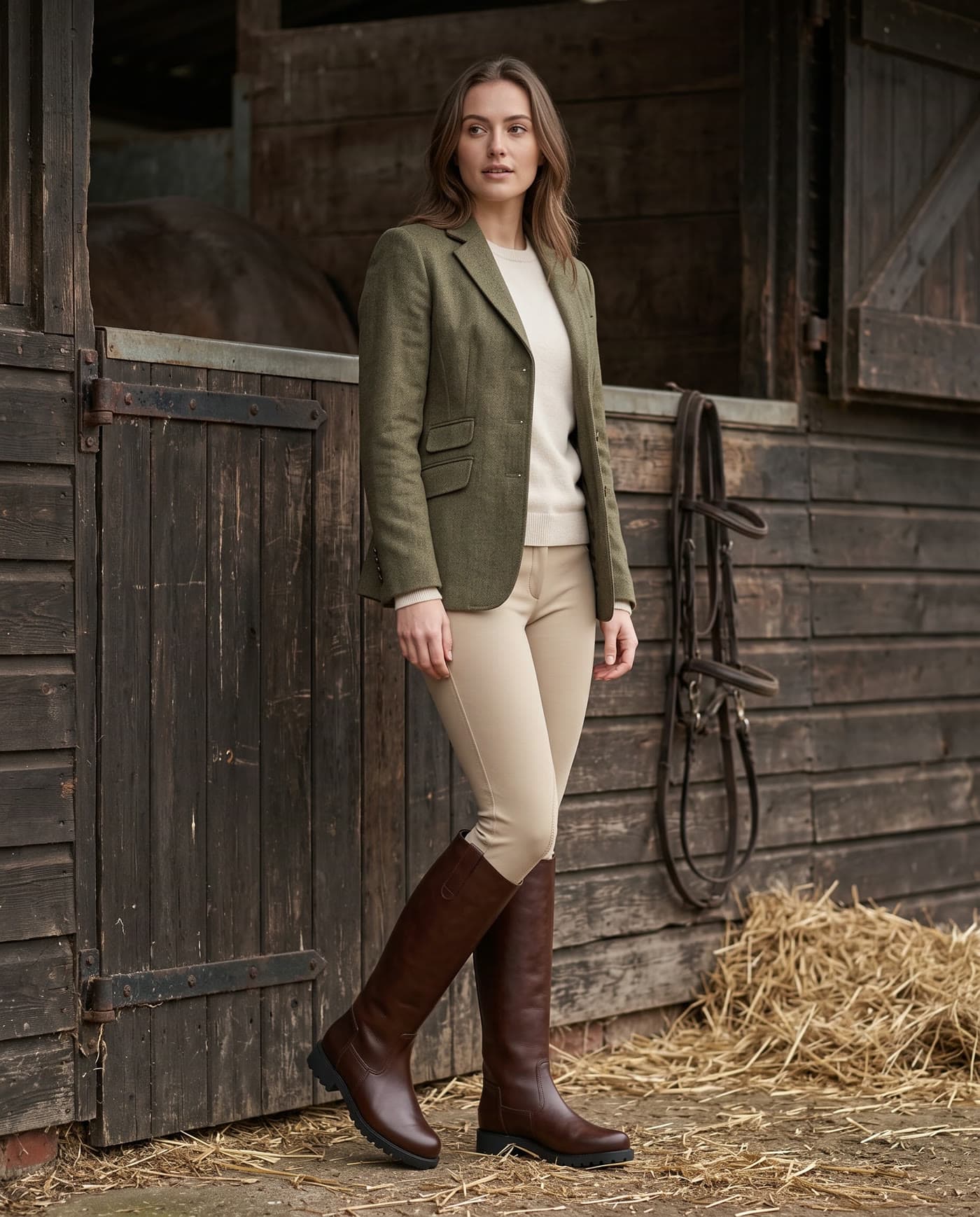 Bottes cuir cognac mollet large, Portée au quotidien