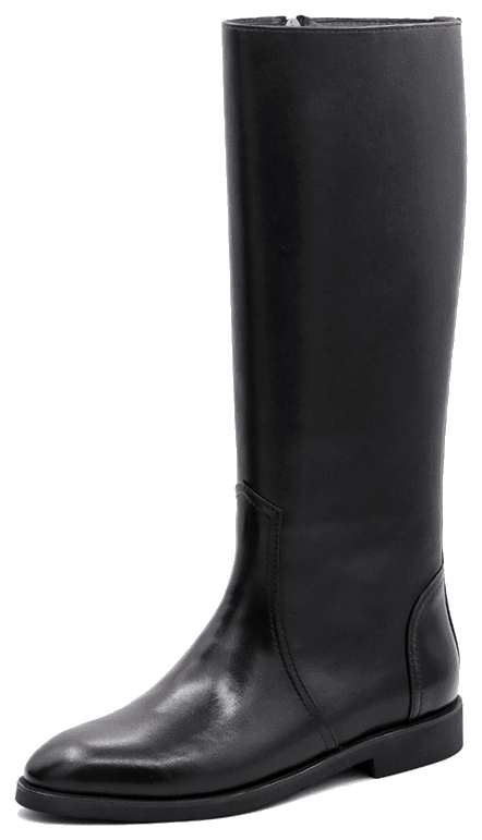 Bottes cuir mollet large, bout rond