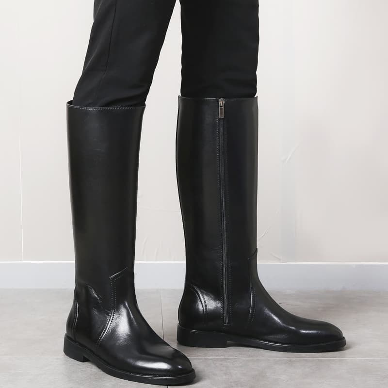 Botte cavalière sur-mesure cuir, zip intérieur
