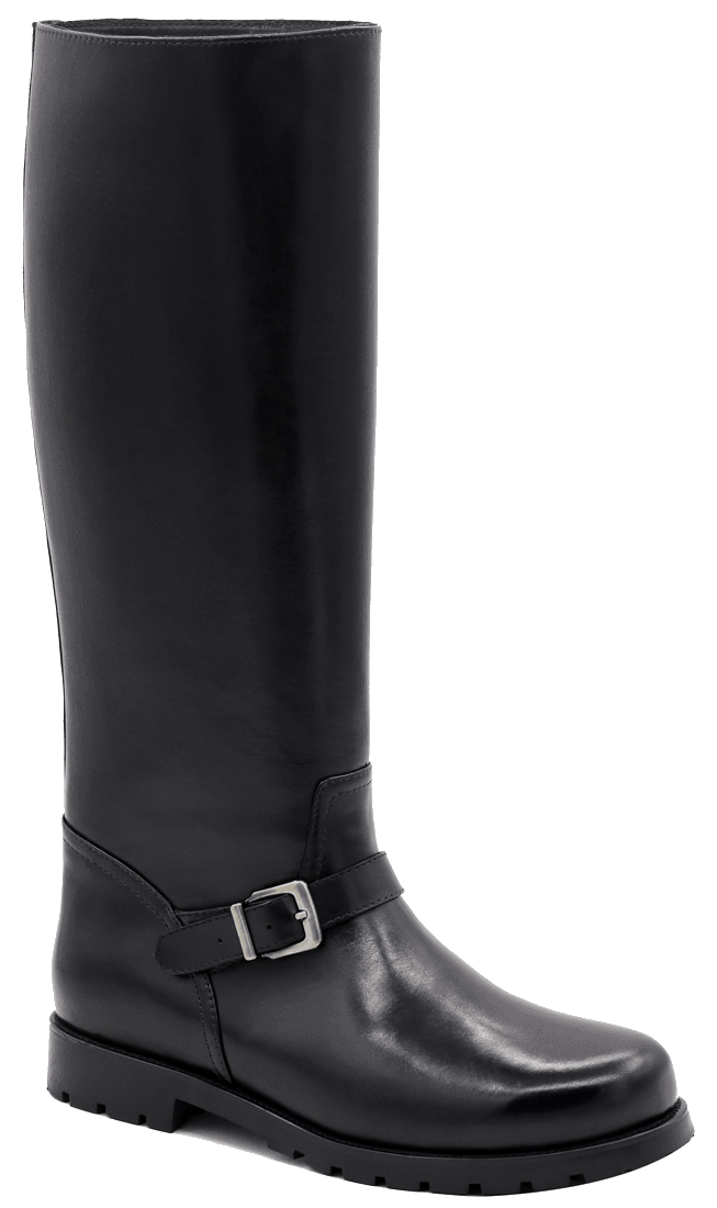 Bottes cuir mollet large à boucle