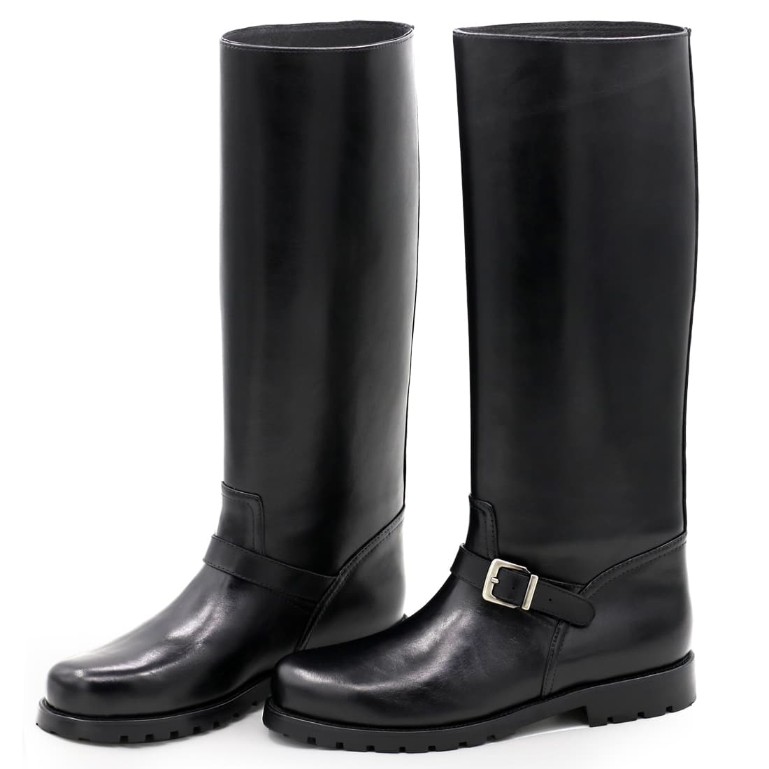 Bottes cuir mollet large à boucle