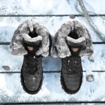 Bottes de neige pour homme en cuir imperméable noir