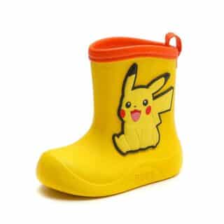 Botte de pluie jaune Pokémon pour enfant, avec Pikachu, sur fond blanc