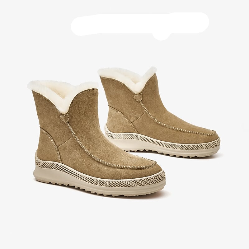 Bottes chaudes en daim et en cuir pour femme