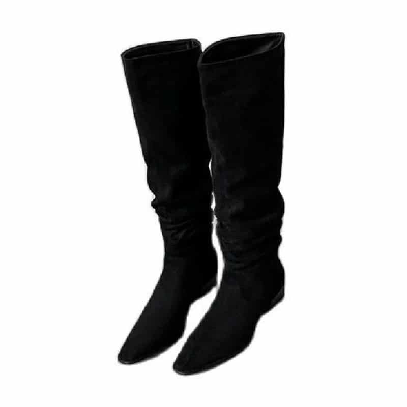 Bottes hautes et mollets larges pour femme - Noir