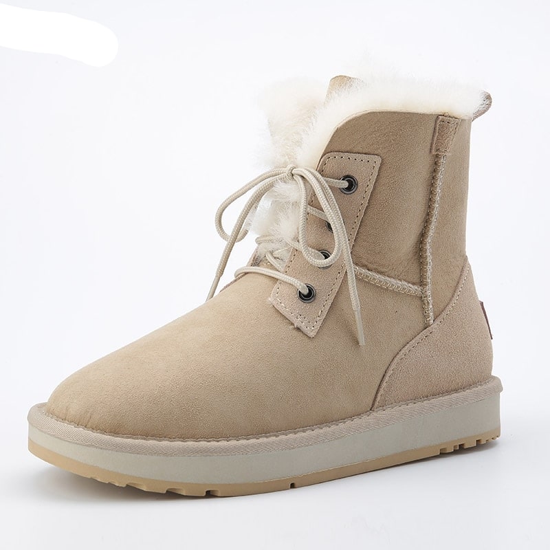 Bottes chaudes d'hiver à lacets - Beige