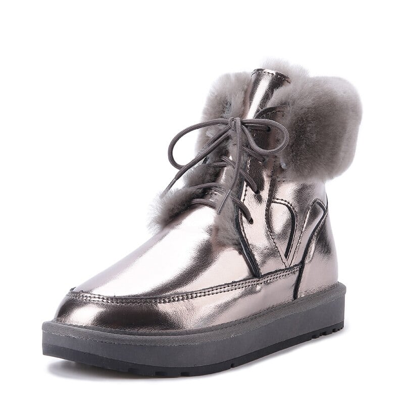 Bottes fourrées brillantes - Gris