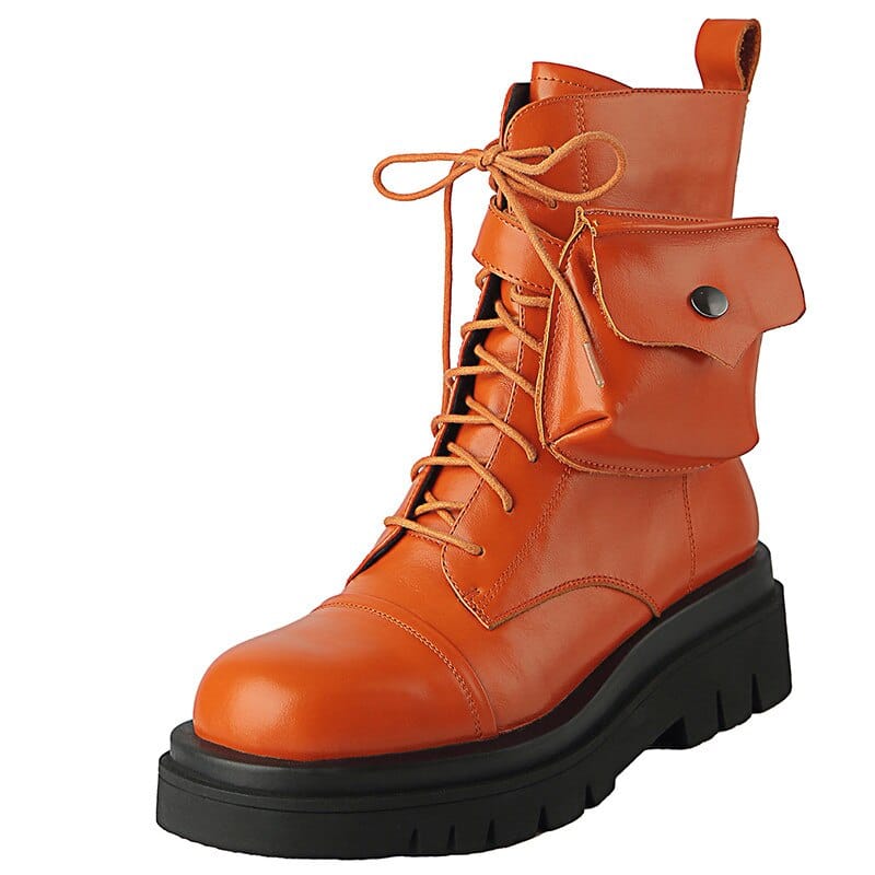 Bottes plateforme orange pour femmes