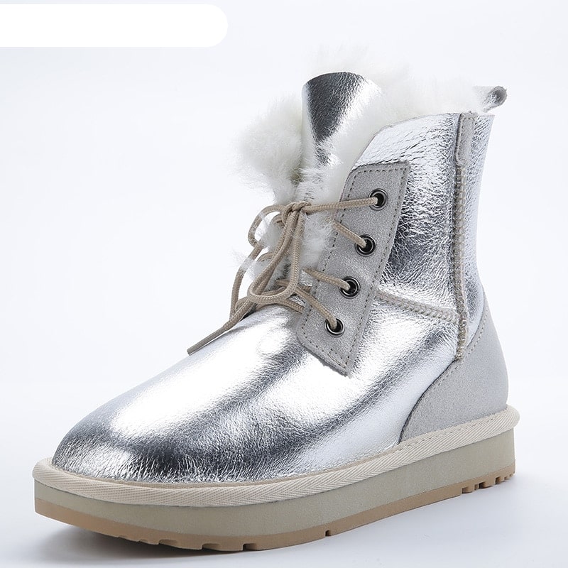 Bottes imperméables et chaudes en cuir - Gris