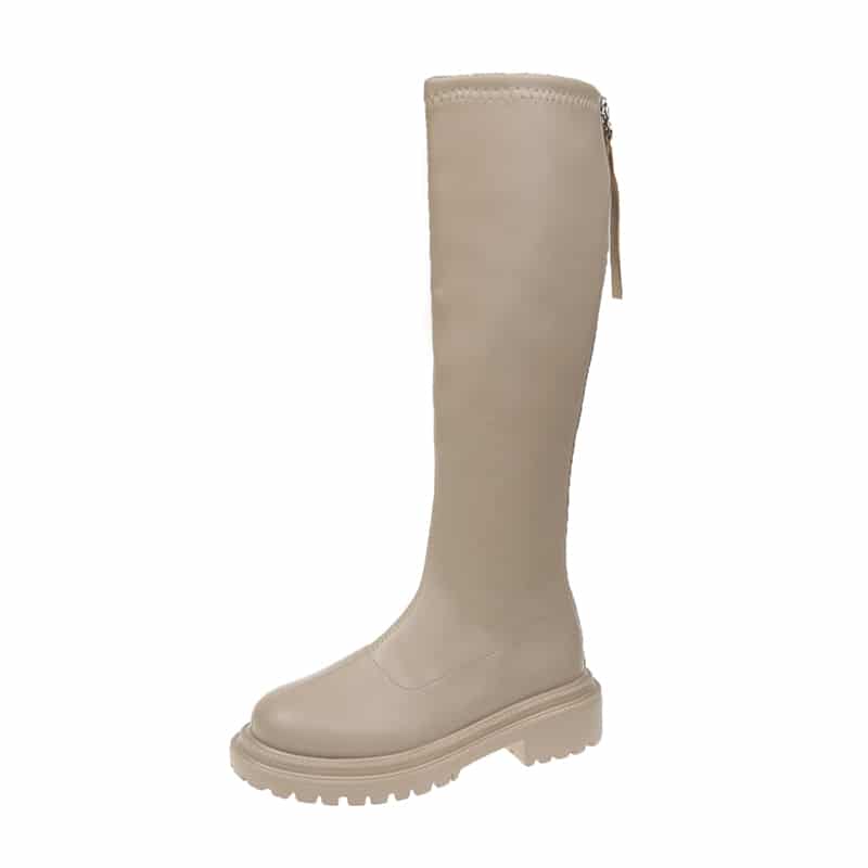 Bottes hautes en cuir PU verni pour femme - Gris