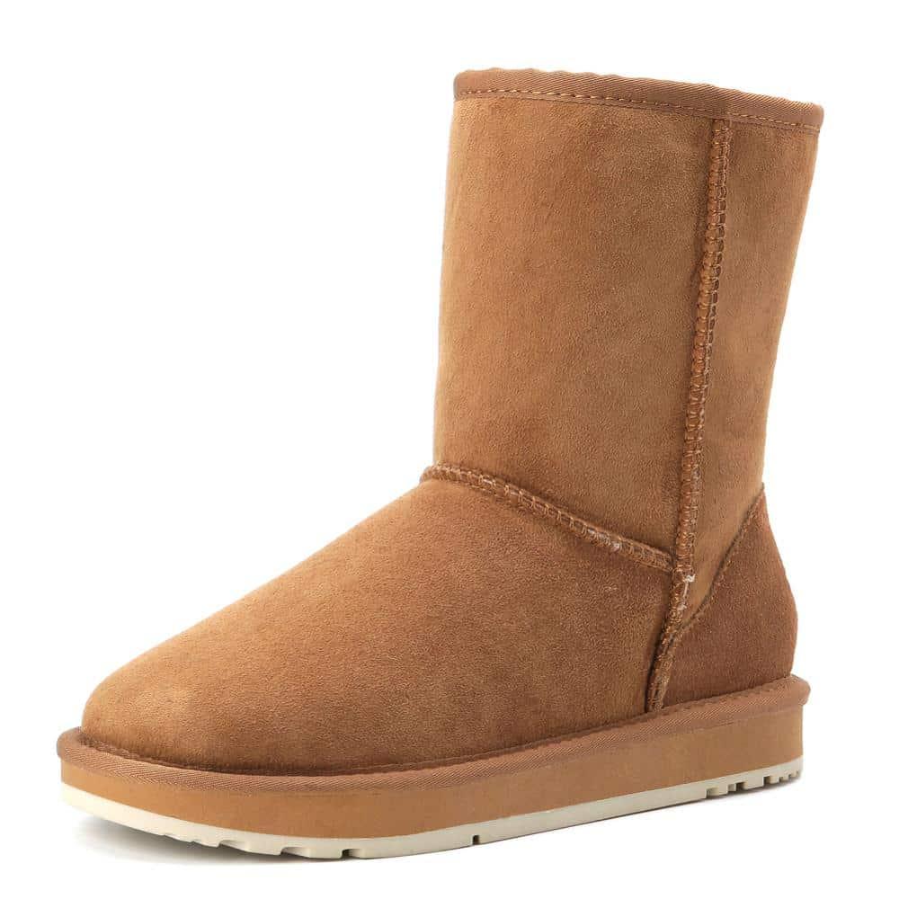 Bottes chaudes d'hiver en daim