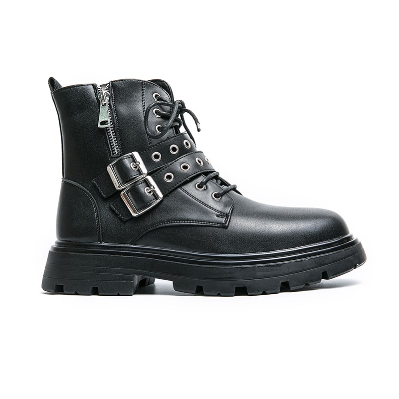 Bottes gothiques noires en cuir pour homme