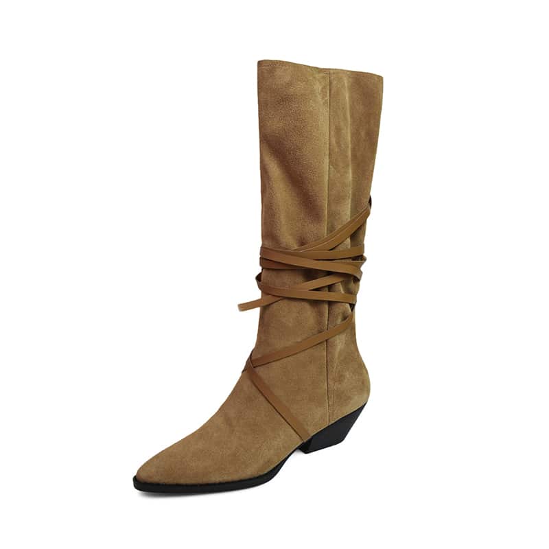 Bottes style mollet large en pointe pour femme