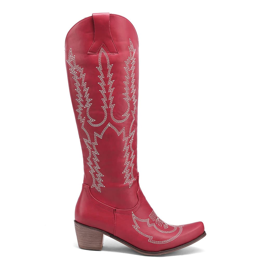 Bottes de cowboy vintage rouge pour femme