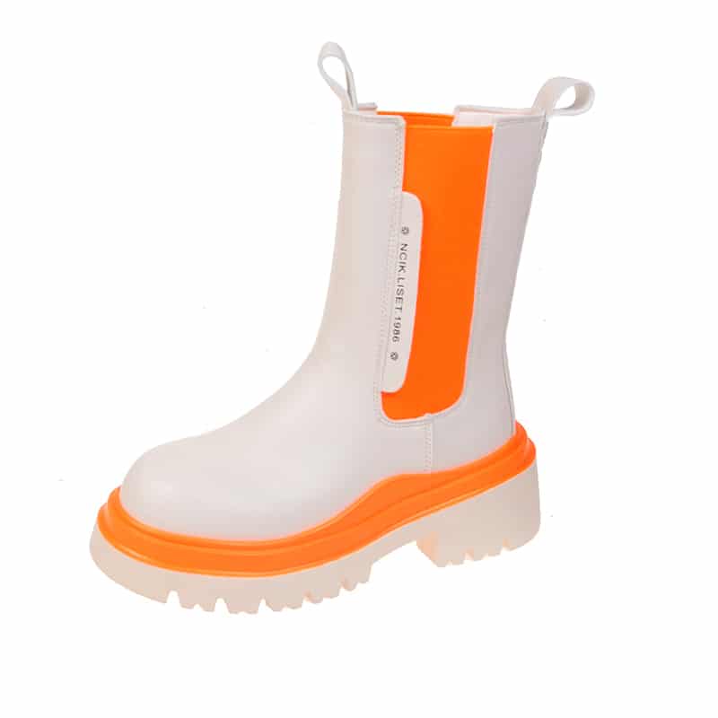 Bottes mi-mollet à semelle épaisse orange pour femme - Orange