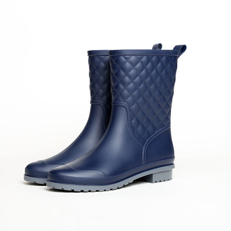 Bottes de pluie motif carreau pour femme - Bleu