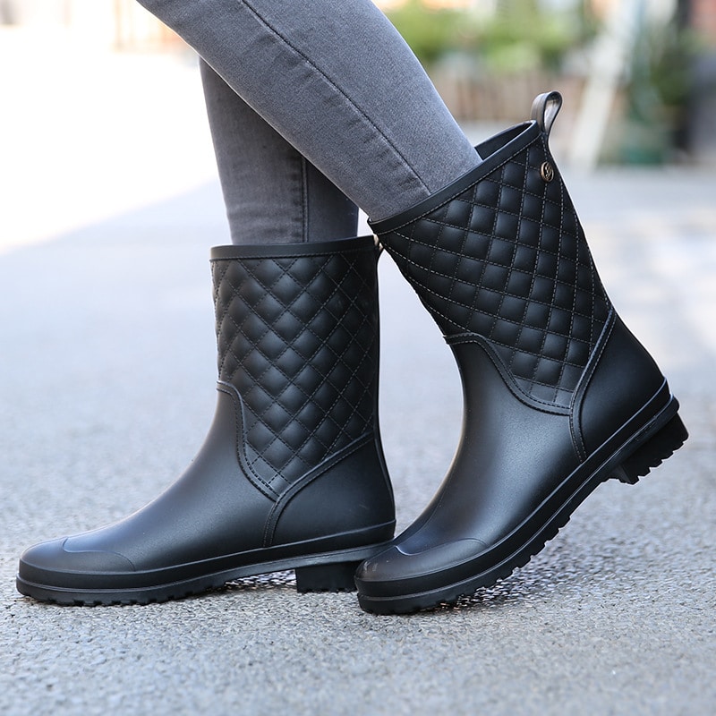 Bottes de pluie motif carreau pour femme