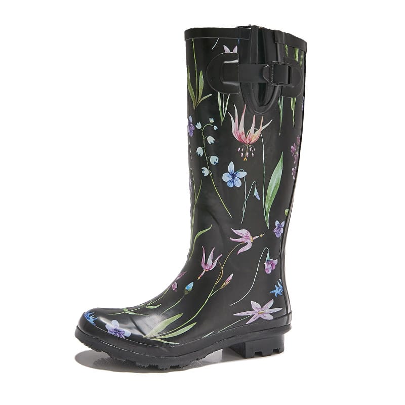 Bottes de pluie en caoutchouc imperméable à fleurs