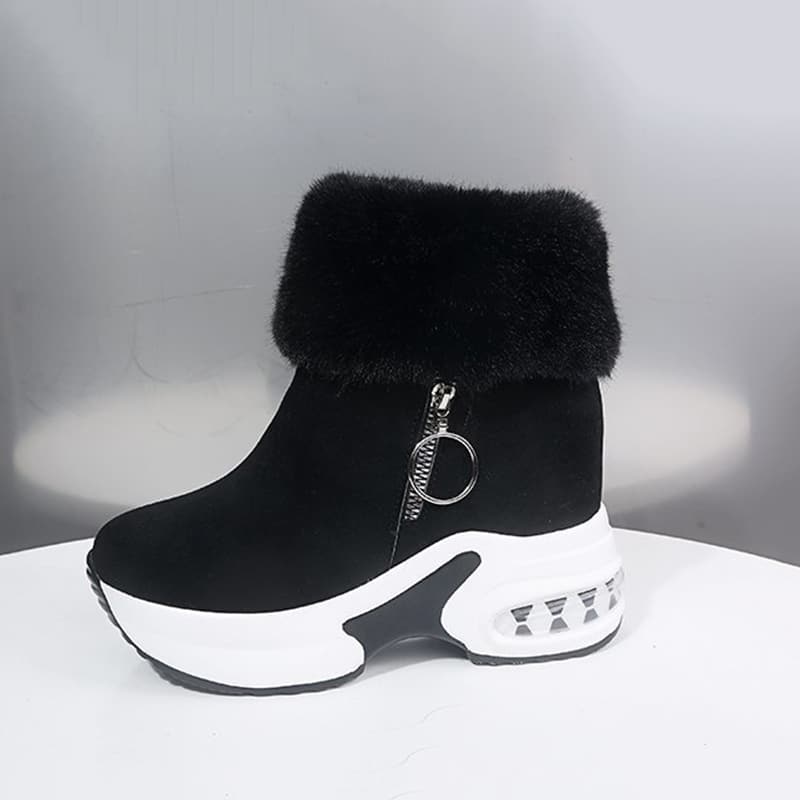 Bottines de ski chaudes à plateforme pour femme - Noir