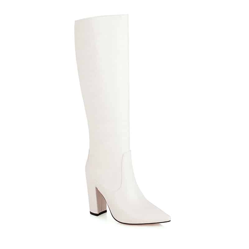 Bottes à talon imprimé crocodile pour femme - Blanc