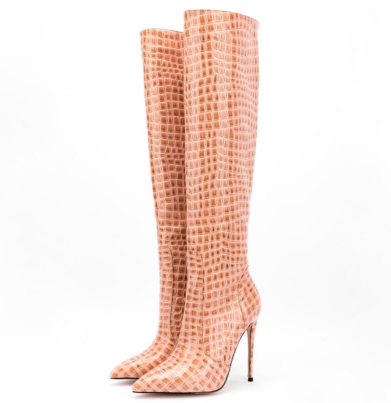 Bottes vernies avec imprimé crocodile pour femme