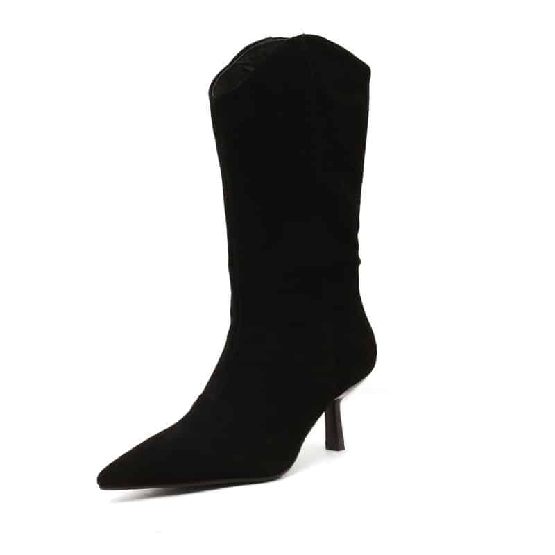 Bottes de cowboy à petits talons aiguilles - Noir