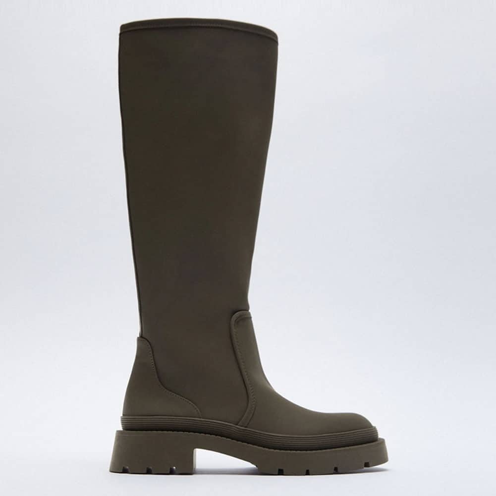 Bottes hautes à semelle épaisse femme - Vert
