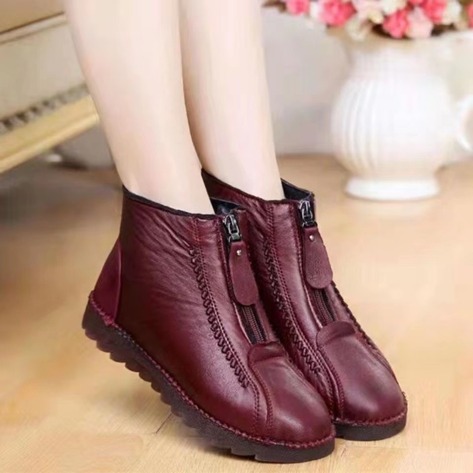 Bottes courtes de neige à fond plat pour femme