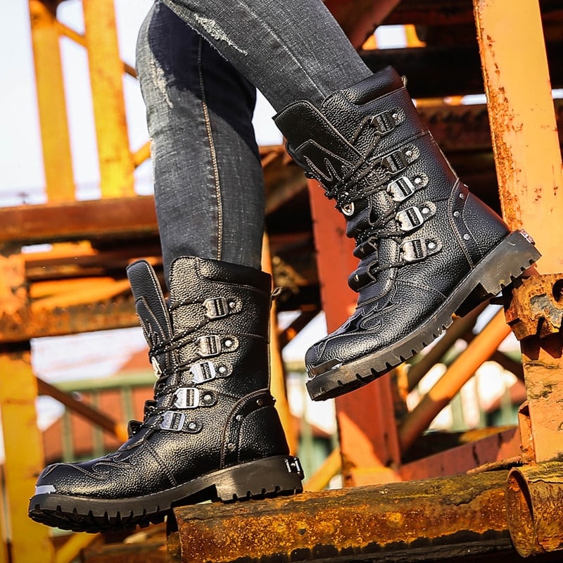 Bottes larges en cuir pour hommes