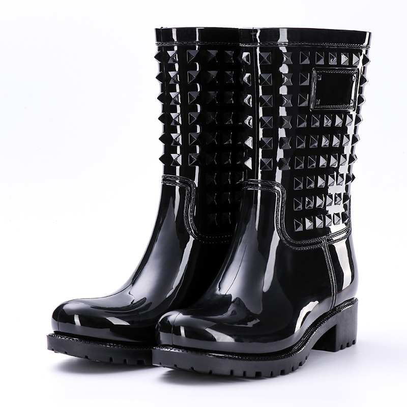 Bottes de pluie imperméables noires design pour femme - Noir