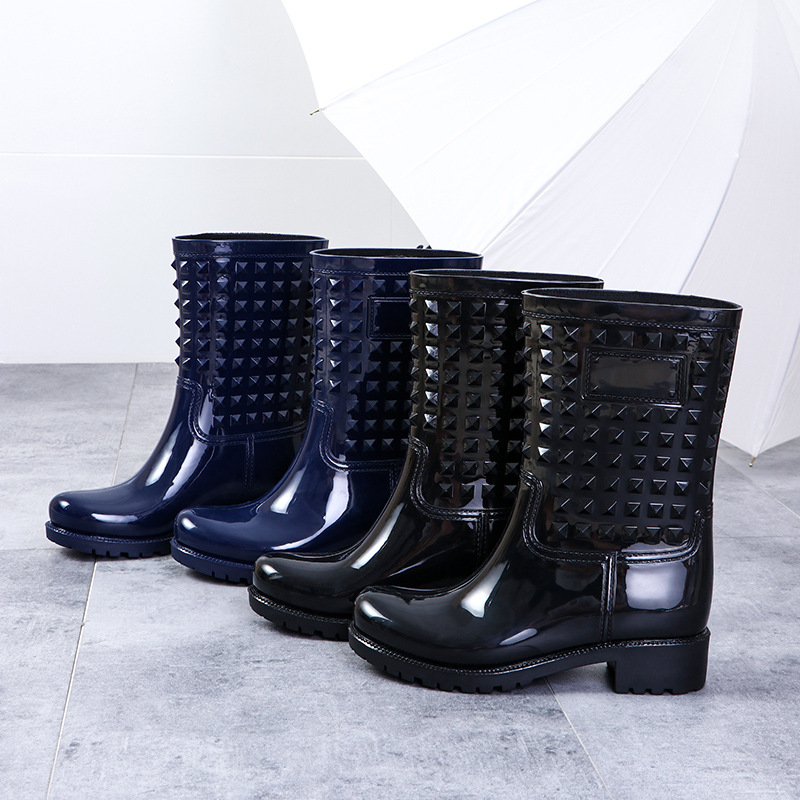 Bottes de pluie imperméables noires design pour femme