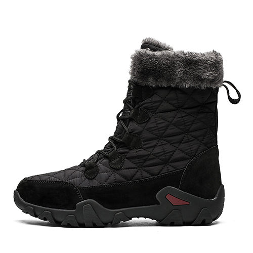 Bottes fourrées en cuir pour homme - Noir