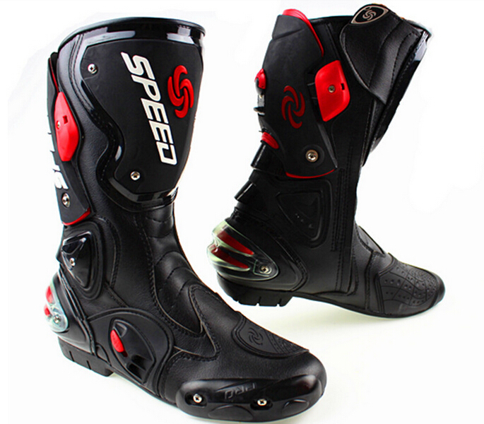 Bottes de moto en cuir pour course de vitesse