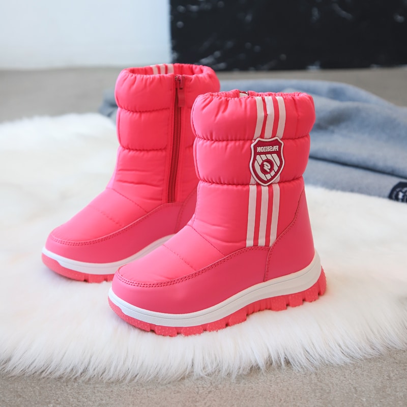 Bottes de neige en cuir pour filles - Rose