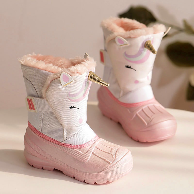 Bottes de neige licorne pour fille - Rose