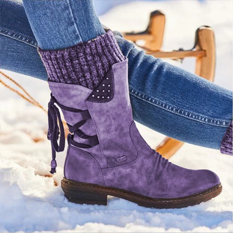 Bottes chaudes en daim violettes