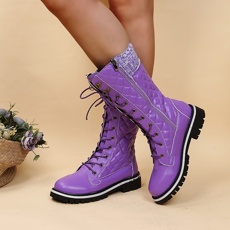 Bottes de marche à lacets violettes