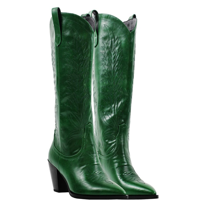 Bottes de cowboy vertes pour femme