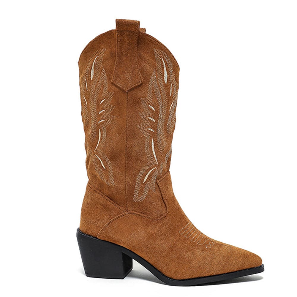 Bottes de cowboy rétro marron pour femme