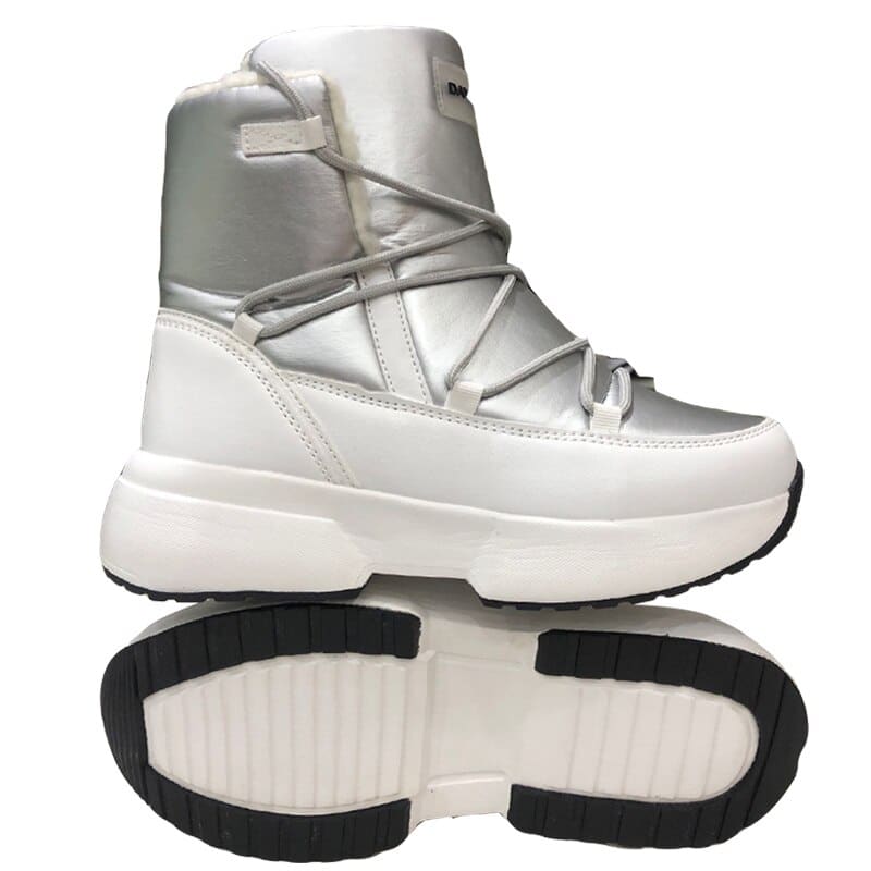 Bottes de neige mi-mollet pour Femmes antidérapantes avec fourrure épaisse - Blanc