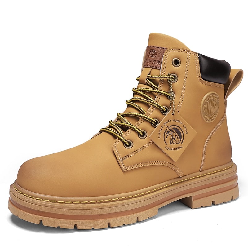 Bottes mi-hautes en cuir pour hommes style Motard