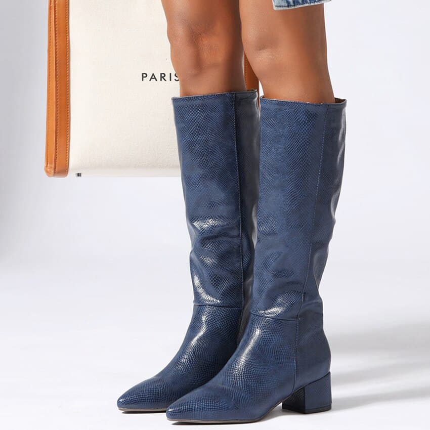 Bottes larges effet écailles pour femme