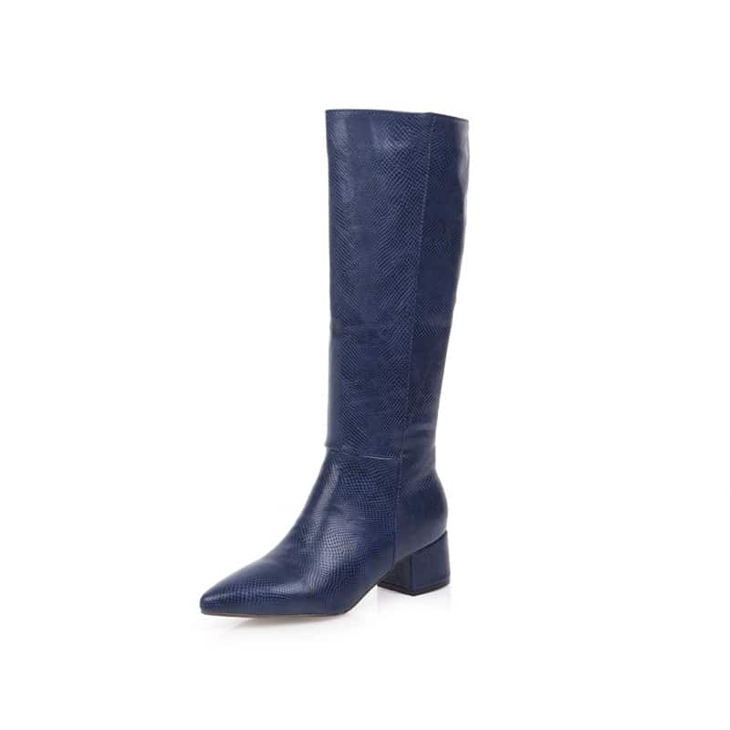 Bottes larges effet écailles pour femme - Bleu